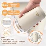 PHILORN Travel Coffee Mug, Coffee Cup-12 OZ Insulated With Lid, White Stainless Steel Coffee Mug with Double Wall, Thermal Cup for Hot & Cold Drinks