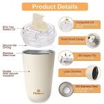 PHILORN Travel Coffee Mug, Coffee Cup-12 OZ Insulated With Lid, White Stainless Steel Coffee Mug with Double Wall, Thermal Cup for Hot & Cold Drinks