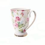 MIATTCLD Floral Coffee Mug Bone China Tea Mugs for Women, 10 oz Porcelain Coffee Mugs Ceramic Tea Cup Teacups with Handle Gift for Mom Friends Home Office