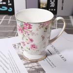 MIATTCLD Floral Coffee Mug Bone China Tea Mugs for Women, 10 oz Porcelain Coffee Mugs Ceramic Tea Cup Teacups with Handle Gift for Mom Friends Home Office