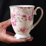 MIATTCLD Floral Coffee Mug Bone China Tea Mugs for Women, 10 oz Porcelain Coffee Mugs Ceramic Tea Cup Teacups with Handle Gift for Mom Friends Home Office