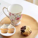 MIATTCLD Floral Coffee Mug Bone China Tea Mugs for Women, 10 oz Porcelain Coffee Mugs Ceramic Tea Cup Teacups with Handle Gift for Mom Friends Home Office