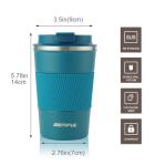 GEMFUL Coffee Mug with Lid 13 oz Spill Proof Leak Proof Stainless Steel Travel Mug Insulated Coffee Tumbler Reusable Keeps Cold and Hot for Car Daily Travel Gifts (Blue)