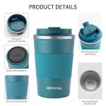 GEMFUL Coffee Mug with Lid 13 oz Spill Proof Leak Proof Stainless Steel Travel Mug Insulated Coffee Tumbler Reusable Keeps Cold and Hot for Car Daily Travel Gifts (Blue)