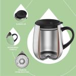 Ideus 16 oz Insulated Coffee Mug with Handle and Lid, Double Wall Stainless Steel Vacuum Thermal Coffee Mug, Travel Coffee Cup Thermal Cup for Home and Office, Avocado Green