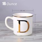 Miicol Ceramic Coffee Mug 16 oz, Monogram Coffee Cup, Golden Initial Tea Mug, Personalized Tea Cup, Unique Gift, Large Mug for Home, Office, Letter D