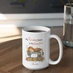 Customized Beautiful Sewing Machine Tea Cups, Floral Sewing Machine Coffee Mugs, Sewing Lovers Tea Cups Gift For Girl Women, Personalized Name Sewing White Ceramic Mugs