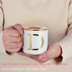 Miicol Ceramic Coffee Mug 16 oz, Monogram Coffee Cup, Golden Initial Tea Mug, Personalized Tea Cup, Unique Gift, Large Mug for Home, Office, Letter D