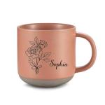 EnvoGif Personalized Coffee Mug, Custom Ceramic Mugs with Birth Flower and Name, Customized Tea Cup for Men & Women Birthday Anniversary Wedding Christmas (Leather Pink)