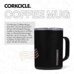 Corkcicle Classic Coffee Mug - Triple Insulated Stainless Steel Travel Mug - Shatter-Proof Lid - Easy Grip - Keeps Drink Hot Over 3 Hours - Holiday Mug Gift - Great for Gifting Warmth - 16 oz - Black