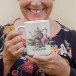 Elegant Tea Set Coffee Mug, Custom Name Floral Tea Cup Design Cup, Gift For Tea Lovers, Personalized Mug With Classic Victorian Style, Customized Ceramic Cup, White Mug 11oz 15oz