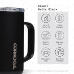 Corkcicle Classic Coffee Mug - Triple Insulated Stainless Steel Travel Mug - Shatter-Proof Lid - Easy Grip - Keeps Drink Hot Over 3 Hours - Holiday Mug Gift - Great for Gifting Warmth - 16 oz - Black