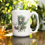 Personalized Unique Name Coffee Mug, Custom Fantasy Character Accent Cup 11oz 15oz, Gifts for Fairy Tale Enthusiasts, Cute Fairy Ceramic Coffee Mug, Nature Inspired Design Cup