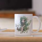 Personalized Unique Name Coffee Mug, Custom Fantasy Character Accent Cup 11oz 15oz, Gifts for Fairy Tale Enthusiasts, Cute Fairy Ceramic Coffee Mug, Nature Inspired Design Cup