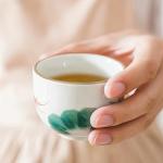 Old Craftsmen's Tea Pot Japanese Tea Kettle and Cups Set with Removable Loose Tea Leaf Infuser - 1 Porcelain Teapot (22oz) with Bamboo Handle and Stainless Steel Strainer, 4 Teacups (5oz) Lotus Koi