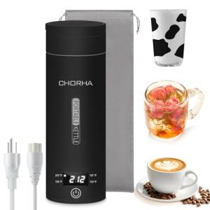 Electric Kettle Small Travel Kettle Tea Coffee Portable Kettle, 400ML with 4 Variable Presets, Electric Kettle Small 304 Stainless Steel with Auto Shut-Off & Boil Dry Protection (Black)