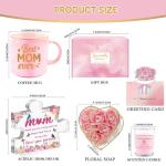 Birthday Gifts for Mom from Daughter, Cute Christmas Mothers Day Gifts for Women after Birth with 12 Oz Pink Coffee Mug Acrylic Plaque Sign Floral Greeting Card
