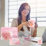 Birthday Gifts for Mom from Daughter, Cute Christmas Mothers Day Gifts for Women after Birth with 12 Oz Pink Coffee Mug Acrylic Plaque Sign Floral Greeting Card