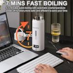 Electric Kettle Small Travel Kettle Tea Coffee Portable Kettle, 400ML with 4 Variable Presets, Electric Kettle Small 304 Stainless Steel with Auto Shut-Off & Boil Dry Protection (Black)