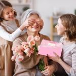 Birthday Gifts for Mom from Daughter, Cute Christmas Mothers Day Gifts for Women after Birth with 12 Oz Pink Coffee Mug Acrylic Plaque Sign Floral Greeting Card