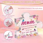 Birthday Gifts for Mom from Daughter, Cute Christmas Mothers Day Gifts for Women after Birth with 12 Oz Pink Coffee Mug Acrylic Plaque Sign Floral Greeting Card