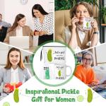 Nuogo 5 Pcs Bulk Inspirational Gifts Pickle Makeup Bag Crochet Coffee Mug with Card Funny Gifts for Pickle Lovers Employee Coworker Students Friends Women Teacher Birthday Baby Shower