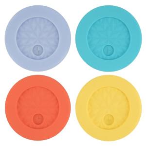 4 Pcs Silicone Lid Fit for Netany 16OZ Drinking Glass Cups with a diameter of 2.3"/58 mm, Replacement Lids for Beer Can Cups, Reusable Cover with Straw Hole for Glass Cup with Bamboo Lids