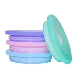 TERESRY 4 Pack Acrylic Lids for Glass Cups with Bamboo Lids and Straws, 2.75 inch/70 mm Acrylic Lids for 16 OZ Beer Can Cups with Wooden Lids, Replacement Canning Lids for 20 OZ Glass