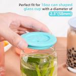 4 Pcs Silicone Lid Fit for Netany 16OZ Drinking Glass Cups with a diameter of 2.3"/58 mm, Replacement Lids for Beer Can Cups, Reusable Cover with Straw Hole for Glass Cup with Bamboo Lids