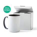 Cricut Beveled Blank Mug, Ceramic-Coated, Dishwasher & Microwave Safe Mug to Decorate,Infusible Ink Compatible,15 Oz Sublimation Mug White/Gray