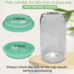 TERESRY 4 Pack Acrylic Lids for Glass Cups with Bamboo Lids and Straws, 2.75 inch/70 mm Acrylic Lids for 16 OZ Beer Can Cups with Wooden Lids, Replacement Canning Lids for 20 OZ Glass