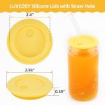 4 Pcs Silicone Lid Fit for Netany 16OZ Drinking Glass Cups with a diameter of 2.3"/58 mm, Replacement Lids for Beer Can Cups, Reusable Cover with Straw Hole for Glass Cup with Bamboo Lids