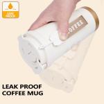 ZaoanHom Insulated Coffee Mug with Ceramic Coating, 18 oz Ceramic Lined Travel Coffee Mug with Leakproof Lid, Double Wall Stainless Steel Hot ＆ Cold Drinking Cup for Office Camping Travel, White