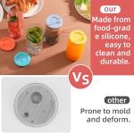 4 Pcs Silicone Lid Fit for Netany 16OZ Drinking Glass Cups with a diameter of 2.3"/58 mm, Replacement Lids for Beer Can Cups, Reusable Cover with Straw Hole for Glass Cup with Bamboo Lids