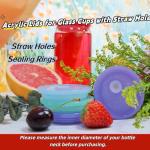 TERESRY 4 Pack Acrylic Lids for Glass Cups with Bamboo Lids and Straws, 2.75 inch/70 mm Acrylic Lids for 16 OZ Beer Can Cups with Wooden Lids, Replacement Canning Lids for 20 OZ Glass