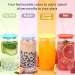 4 Pcs Silicone Lid Fit for Netany 16OZ Drinking Glass Cups with a diameter of 2.3"/58 mm, Replacement Lids for Beer Can Cups, Reusable Cover with Straw Hole for Glass Cup with Bamboo Lids