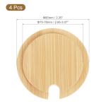 uxcell 4Pcs Bamboo Cup Lid with Spoon Hole 3.07 Inch, Wooden Coffee Cup Cover Tea Glass Cup Lid Seasoning Jar Mug Cover