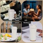 ZaoanHom Insulated Coffee Mug with Ceramic Coating, 18 oz Ceramic Lined Travel Coffee Mug with Leakproof Lid, Double Wall Stainless Steel Hot ＆ Cold Drinking Cup for Office Camping Travel, White