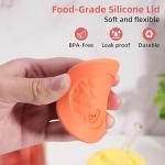 4 Pcs Silicone Lid Fit for Netany 16OZ Drinking Glass Cups with a diameter of 2.3"/58 mm, Replacement Lids for Beer Can Cups, Reusable Cover with Straw Hole for Glass Cup with Bamboo Lids