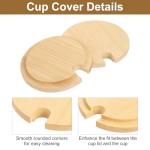 uxcell 4Pcs Bamboo Cup Lid with Spoon Hole 3.07 Inch, Wooden Coffee Cup Cover Tea Glass Cup Lid Seasoning Jar Mug Cover