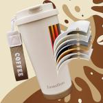 ZaoanHom Insulated Coffee Mug with Ceramic Coating, 18 oz Ceramic Lined Travel Coffee Mug with Leakproof Lid, Double Wall Stainless Steel Hot ＆ Cold Drinking Cup for Office Camping Travel, White