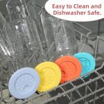 4 Pcs Silicone Lid Fit for Netany 16OZ Drinking Glass Cups with a diameter of 2.3"/58 mm, Replacement Lids for Beer Can Cups, Reusable Cover with Straw Hole for Glass Cup with Bamboo Lids