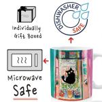 Famous Art Paintings Funny Cat Coffee Mug for Artist Art Lover Art Teacher Cat Lovers, Famous Art Picture Classic Art Vincent Art Aesthetic Canvas Mug Birthday Gift for Women Man (Open Window)