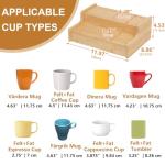 Hongtamoya 2-Tier Expandable Coffee Mug Holder, Mug Organizer for Kitchen Cabinets, Bamboo Mug Cup Rack, Multi-Functional Cup Holder Shelf, Coffee Bar Organizer, Home
