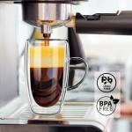 PARACITY Double Wall Glass Coffee Mugs 16OZ with Bamboo Lid/Spoon, Glass Coffee Cups Set of 2 with Handle, Insulated Clear Coffee Mug, Perfect for Latte, Cappuccino, Espresso, Hot Beverage, Tea