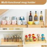 Hongtamoya 2-Tier Expandable Coffee Mug Holder, Mug Organizer for Kitchen Cabinets, Bamboo Mug Cup Rack, Multi-Functional Cup Holder Shelf, Coffee Bar Organizer, Home