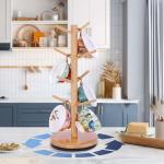 Krispmaild Mug Holder Tree, Upgraded 360° Rotated 8 Hooks Coffee Mug Holders for Counter, Bamboo Mug Rack Stand for Coffee Bar Accessories