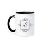 3dRose Coffee Mug, Size - 11oz - Initial letter L personal monogrammed fancy black and white typography elegant stylish personalized Monograms - funny coffee cup gift
