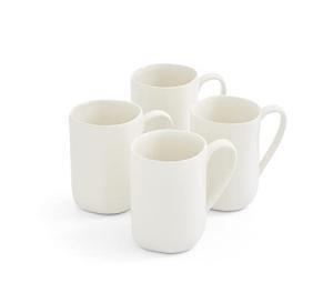 Portmeirion Sophie Conran Arbor Collection Mugs | Set of 4 Organic Shape Mugs for Coffee, Tea and Hot Cocoa | 14 Ounce Handled Mug made of Stoneware | Dishwasher Safe (Creamy White)