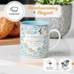 Christian Art Gifts Teal Floral Ceramic Coffee Mug – 14 oz. Lead and Cadmium-free Inspirational Scripture Coffee and Tea Mug for Women with Bible Verse: My Grace is Sufficient – 2 Corinthian 12:9
